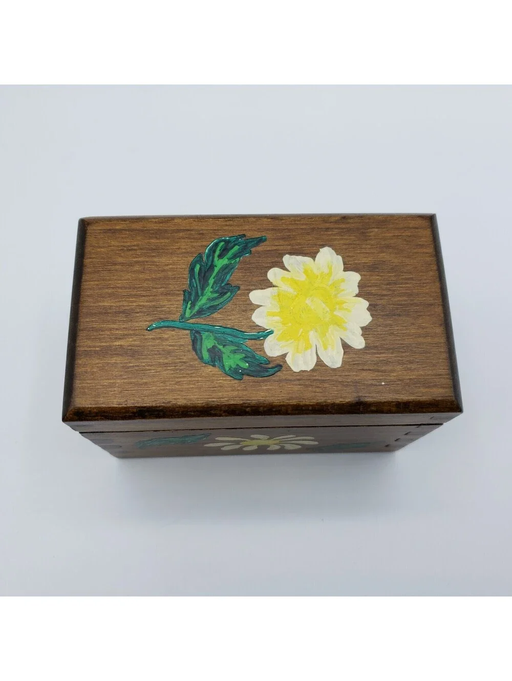 Vintage NOS Hallmark Playing Cards Roses in Wood Hand Painted Box Holder